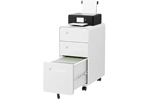 LVSTEEL 3 Drawer File Cabinet with Lock and 4 Keys, Mobile Metal Filing Cabinet, File Cabinets for Home Office, Under Desk, Pre-Assembly, File Drawer, Letter/Legal/A4 Hanging File Folders