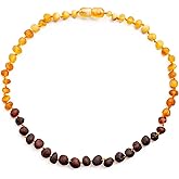 Baltic Proud Amber Necklace for Women and Men (Authentic, Certified) - 18 inches, Rainbow Raw (Unpolished) - Unisex Amber Jewelry for Adults - Bead Necklace