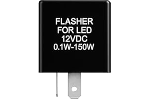 FTHSO 2-Pin LED Flasher Relay 12V DC – Solid State Hyper Flash Fix – Works with 0.1W–150W LED or Incandescent Bulbs – Silent Turn Signal Relay for Motorcycle, Scooter, ATV, Classic Car