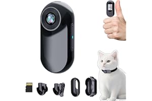 HOFAOUG 1080P Mini Body Camera, Mini Action Cam with Built in 32GB Memory Card, Thumb Sized The Compact Cameras for Work, Travel, Cycling and Pets Cat Camera Collar