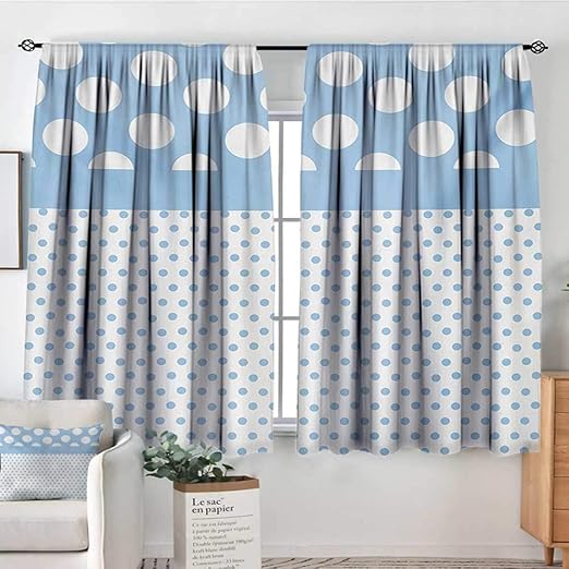 Amazon Com Polka Dots Window Curtain Fabric Baby Blue Polka Dots