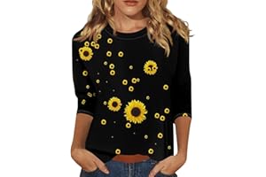 NJKHMCFTIR Women's 3/4 Sleeve Tops Round Neck Solid Color Shirt Casual Trend T-Shirt Summer Pullover Basic Version Tops