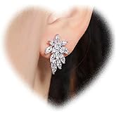 W WEILIRIAN Boho Crystal Flower Earrings for Teen Girls Rhinestone Flower Stud Earrings Sparkly Cz Earrings Paved Bridal Wedding Earrings Jewelry for Women Gifts