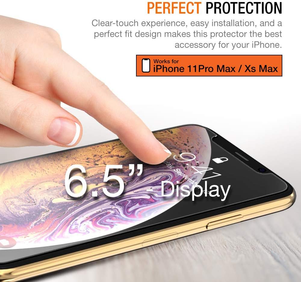 Trianium (3 Packs) Screen Protector Designed for Apple iPhone 11 Pro Max, iPhone XS Max (6.5" 2018) Premium HD Clarity 0.25mm Tempered Glass Screen Protector Easy Installation Alignment Case (3-Pack)