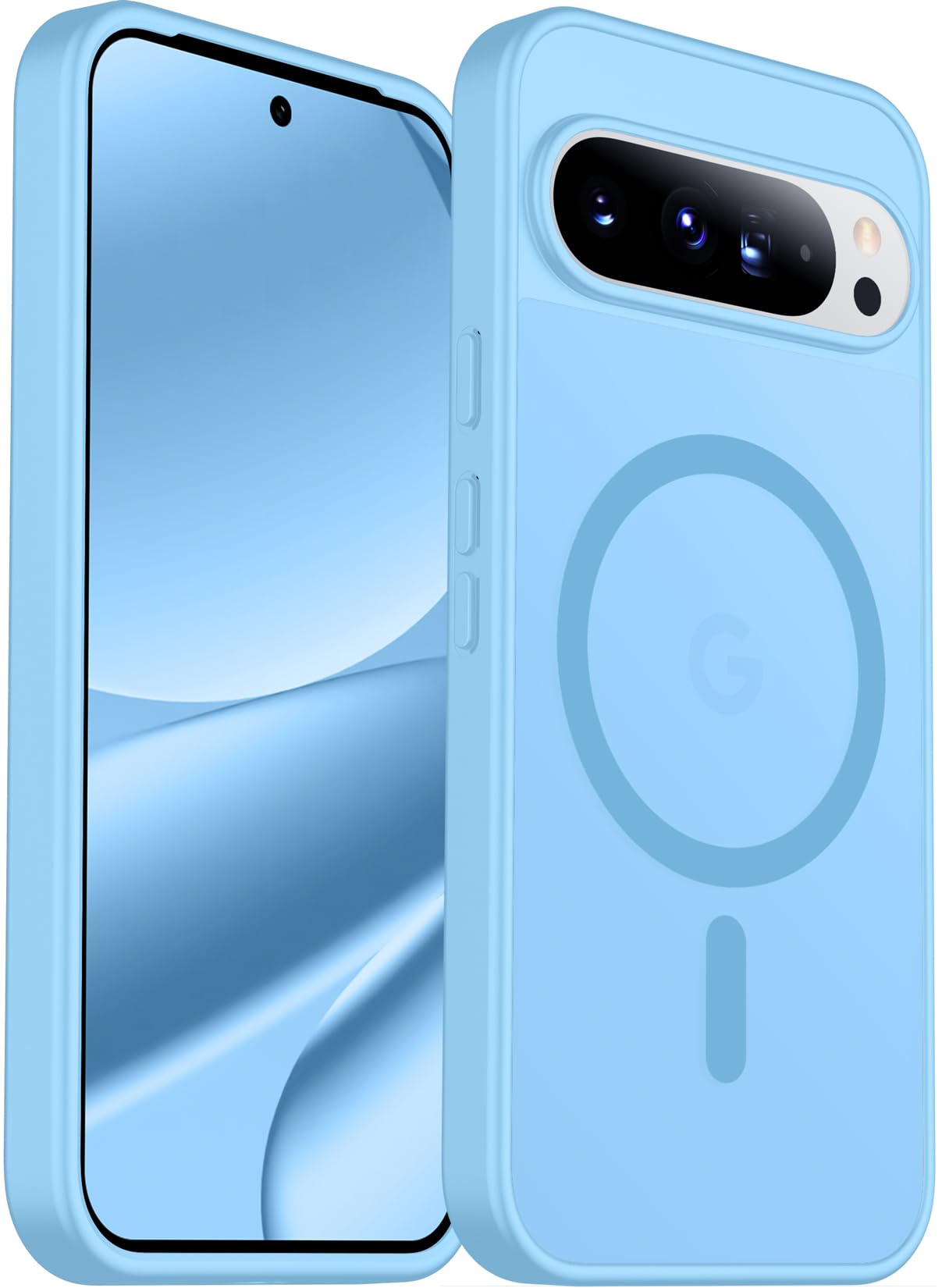 SPIDERCASE Magnetic for Google Pixel 10/Pixel 10 Pro Case, Military Grade Drop Protection Slim Translucent Matte Shockproof Anti-Fingerprint Phone Case for Pixel 10/10 Pro, Light Blue