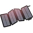 Hiluckey Solar Charger Power Bank 25000mAh USB C Fast Charging Portable Phone Charger with 4 Solar Panels & 3 USB Outputs for iPhone Tablet