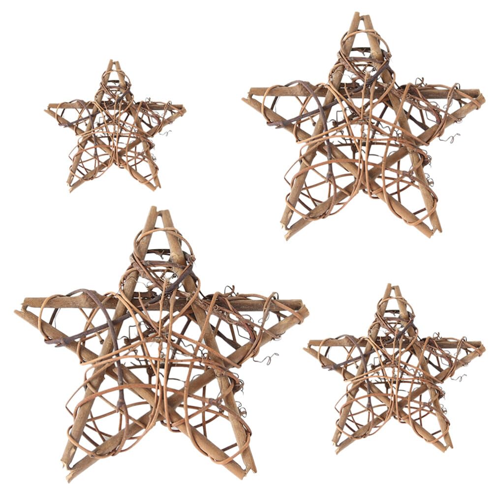 Garneck 4pcs Wedding Rattan Ornaments Star Decor Dried Flower Wreath Vine Garland Rattan Balls Wreath Vine Branch Wedding Star for Shape Wicker