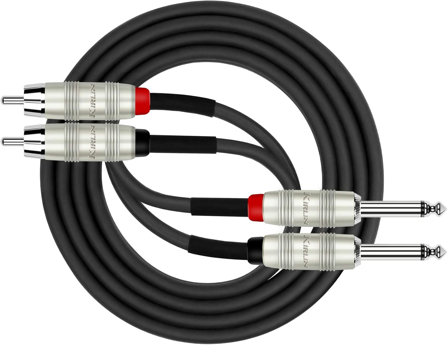 Kirlin Cable AP403PR06/BK 6 Feet Dual RCA to Dual 1/4Inch Patch