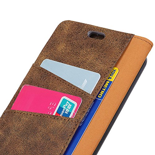 Scheam Motorola Moto G6 Wallet Leather Case with Protective Durable Leather Case Compatible with Shell Folio flip Cell Phone Cover Bag with Card Slots,Cash Pocket,Brown - Thumbnail 4