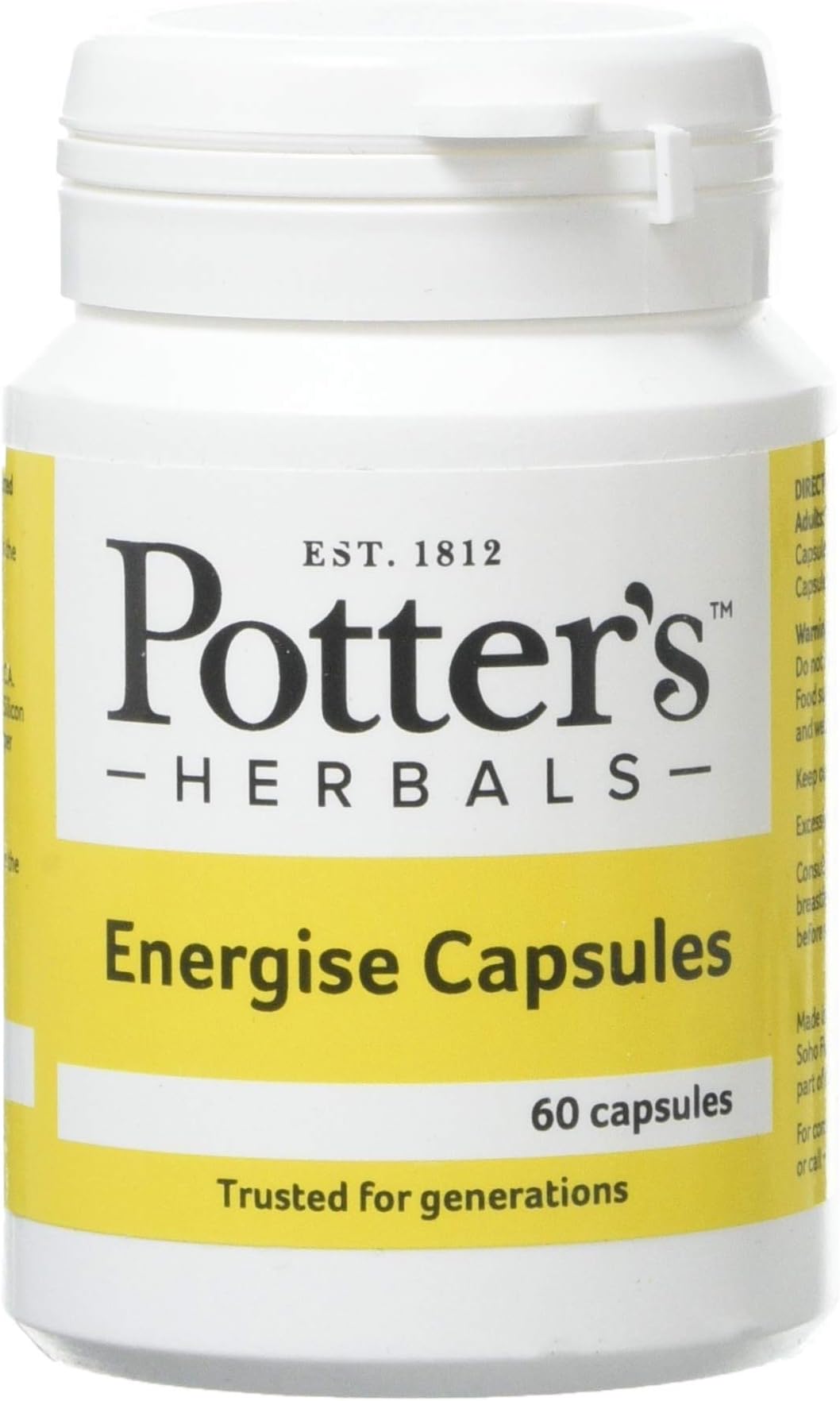 Potter’S Herbals Energise Capsules – 60 Capsules - to Support Vitality and Physical Well-Being, to Help Maintain The Natural Defences of The Immune System – Panax Ginseng G115 Extract