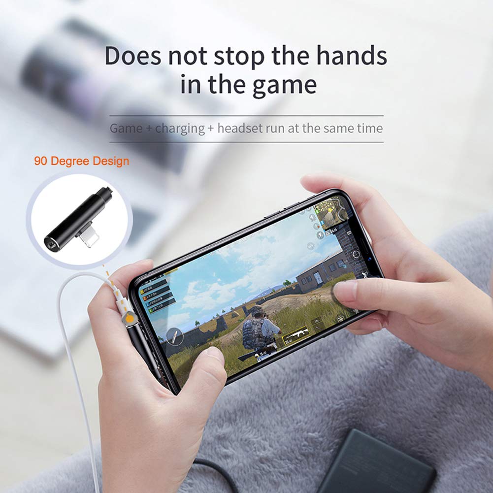 Twinkk 2 in 1 Audio&Charge Headphone Jack Adapter Charging Cable Cord Dongle Compatible with iPhone Xs Max/XS/XR/X/8/7 and More Compatible with iOS 10.3/12 or Later(Black)