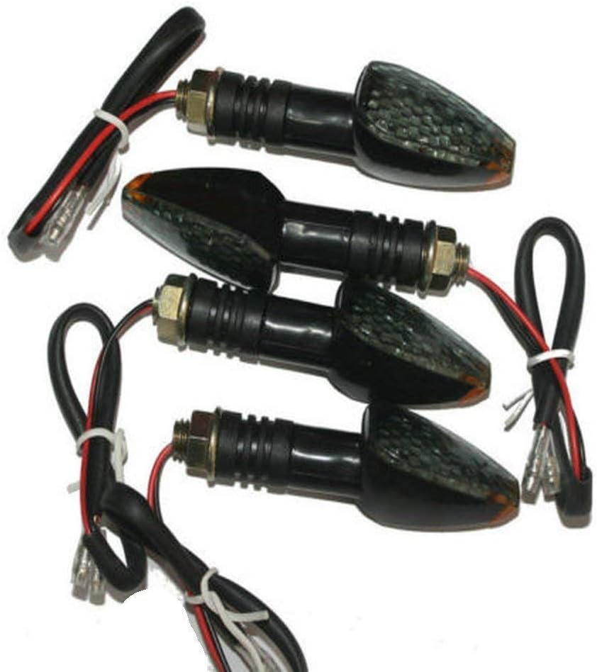 Mini Stalk Arrow Light Motorcycle Turn Signals Lights 10mm Universal Motorbike 12V LED Indicator Blinker Amber Lamp(4 pcs)