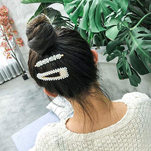 MJartoria 5 Pcs Pearls Hair Clips for Women Girls for Birthday Metal Bobby Pins Bling Hairpins Headwear Barrette Styling Tools Accessories (White, Artificial Pearls)