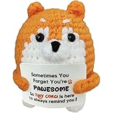 Mini Funny Positive Corgi Gifts for Women Men Friends Coworkers - Handmade Emotional Cheer Support Animals,Gifts for Birthday Christma,Office & Home Decor