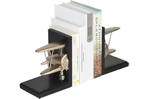 ZGYLin Aviation Decor Pilots Gifts,Airplane Decor Pilot Gifts for Men,Airplane Propeller Bookends Set for Aviation Lovers,Rustic Home Accessories Office Tudy Room Library Desktop Bookshelf