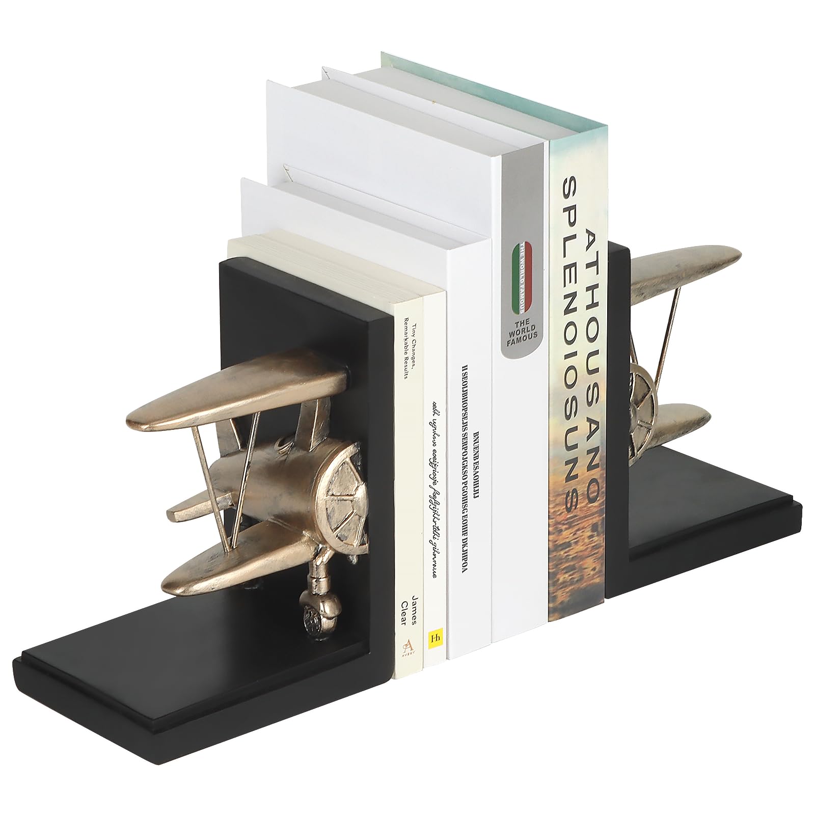 Photo 1 of ZGYLin Aviation Decor Pilots Gifts,Airplane Decor Pilot Gifts for Men,Airplane Propeller Bookends Set for Aviation Lovers,Rustic Home Accessories Office Tudy Room Library Desktop Bookshelf