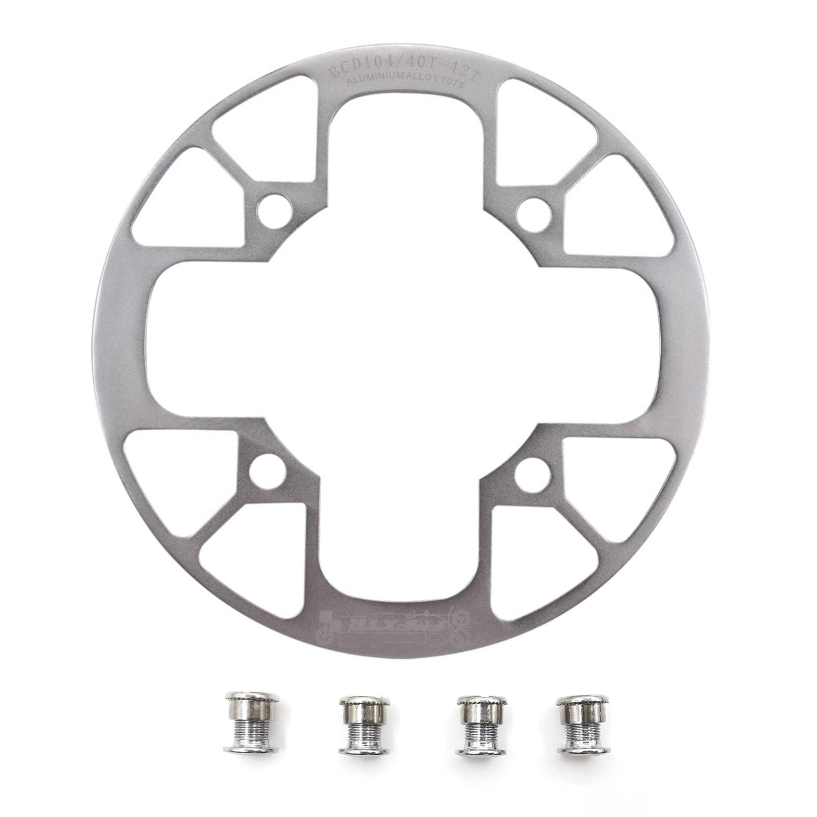 UPANBIKE Montain Bike Chainring Guard 104 BCD Aluminum Alloy Chain Ring Protector Cover for 32~34T 36~38T 40~42T Chainring Sprockets (40T-42T, Silver)