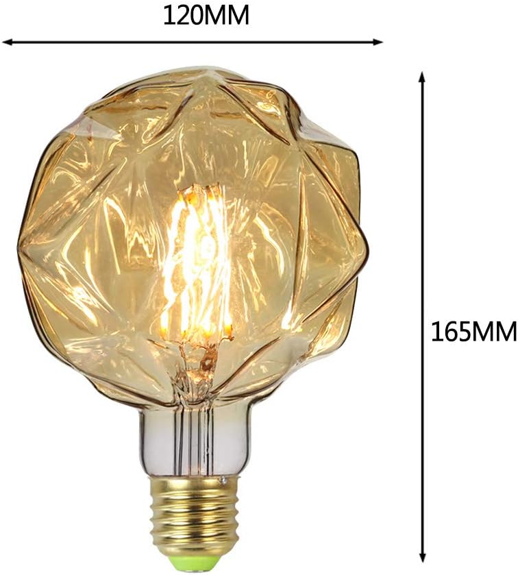Tianfan LED Bulbs Vintage 4W Warm White 2500Kelvin Big Globe Crystal Led Bulb 220/240V Edison Screw E27 Base Specialty Decorative Light Bulb G125 (Lotus) - Image 4