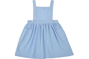 Surblue Kids Retro Aprons Pinafore Apron for Girls Boys Cotton Linen Aprons for Children