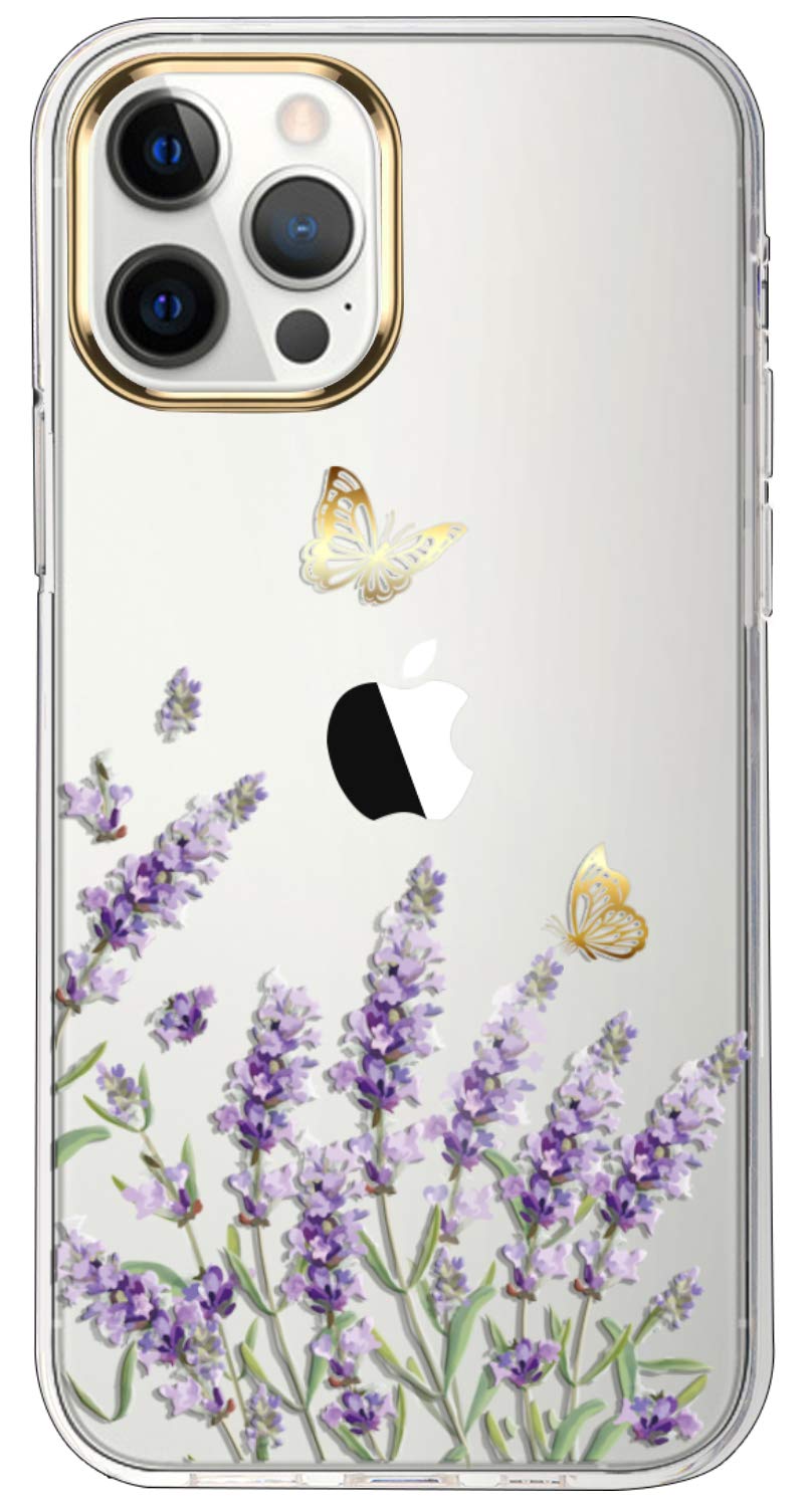 Luolnh Compatible With Iphone 12 Pro Max Case For Girl Women Shockproof Clear Floral Pattern Hard Back Cover For Iphone 12 Pro Max 6 7 Inch Lavender Butterfly Buy Online In Romania At Desertcart Ro Productid