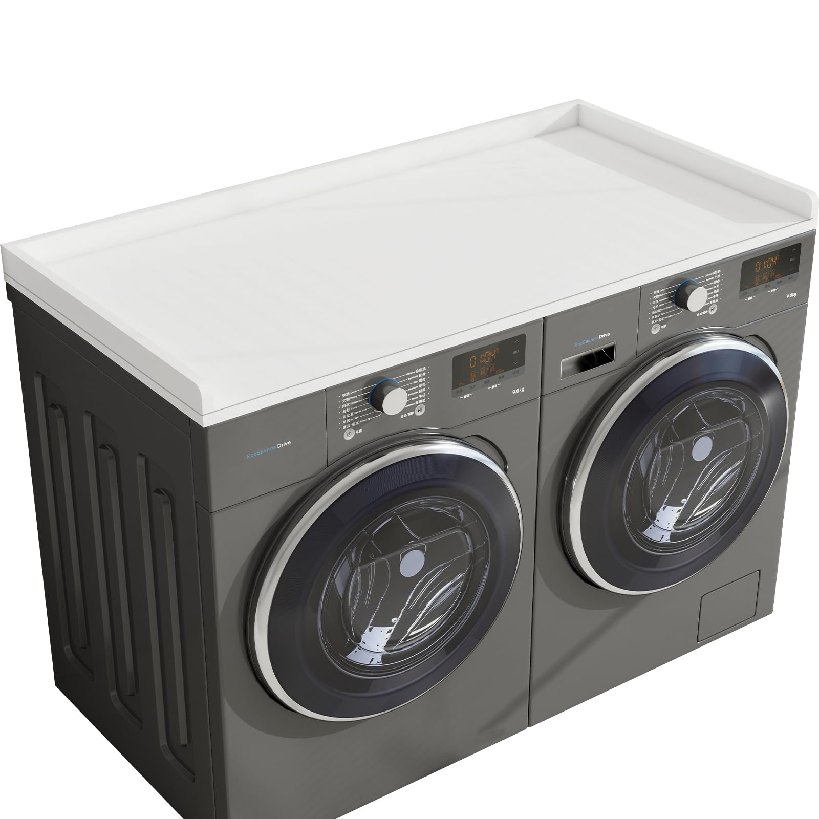 Photo 1 of vomavex Countertop Washer and Dryer Cover, 54" Width * 27.4" Depth, Laundry Room Organization Shelves, White