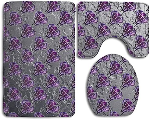 Durable Diamonds Bathroom Rugs Set Fastness Contour Bath Rug Dries Quickly Lid Toilet Cover And Bath Mat