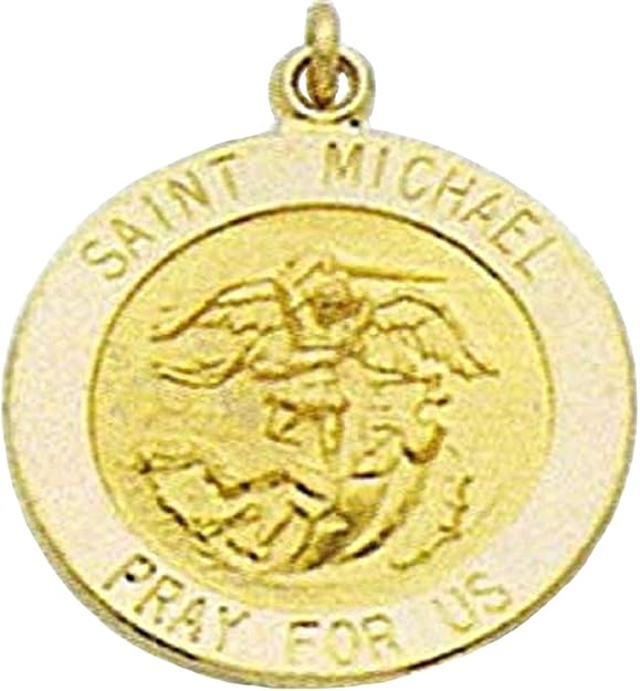 14K Gold Saint Michael Religious Medal