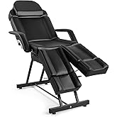 Artist hand Massage Table Facial Bed Eyelash Extension Massage Bed with Tray, Split Footrests (Black)
