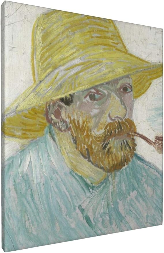 Bringbring Van Gogh Autorretrato Con Sombrero De Paja Painting 8x12in
