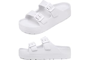 HAIFAGO Womens Platform Sandals with Arch Support, Adjustable Buckle Beach Sandal Woman Comfort Lightweight Ultra Cushion EVA Slides
