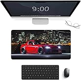 Red Sports Car Mouse Pad Large Japanese Night City S_2000 JDM Mousepad Gaming Desk Pad for Keyboard and Mouse Mat Rubber Non-Slip Base 30x60cm