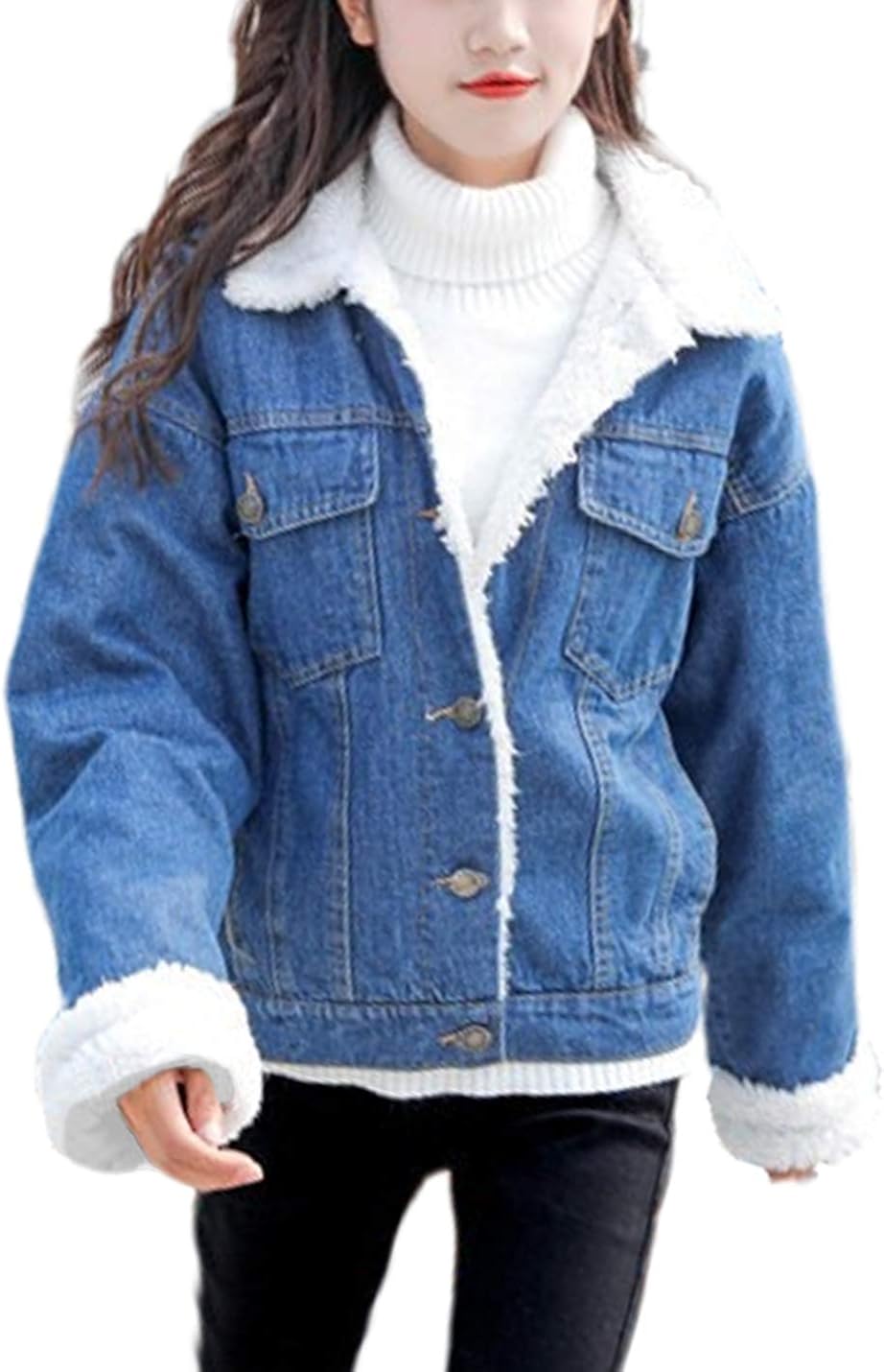 faux shearling denim jacket womens