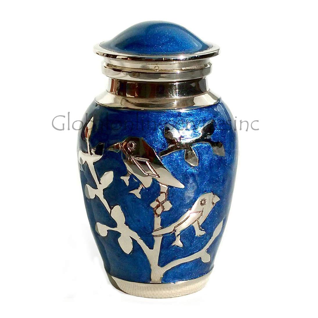 Cremation Urns Small for Ashes Blessing Silver Birds Small Keepsake