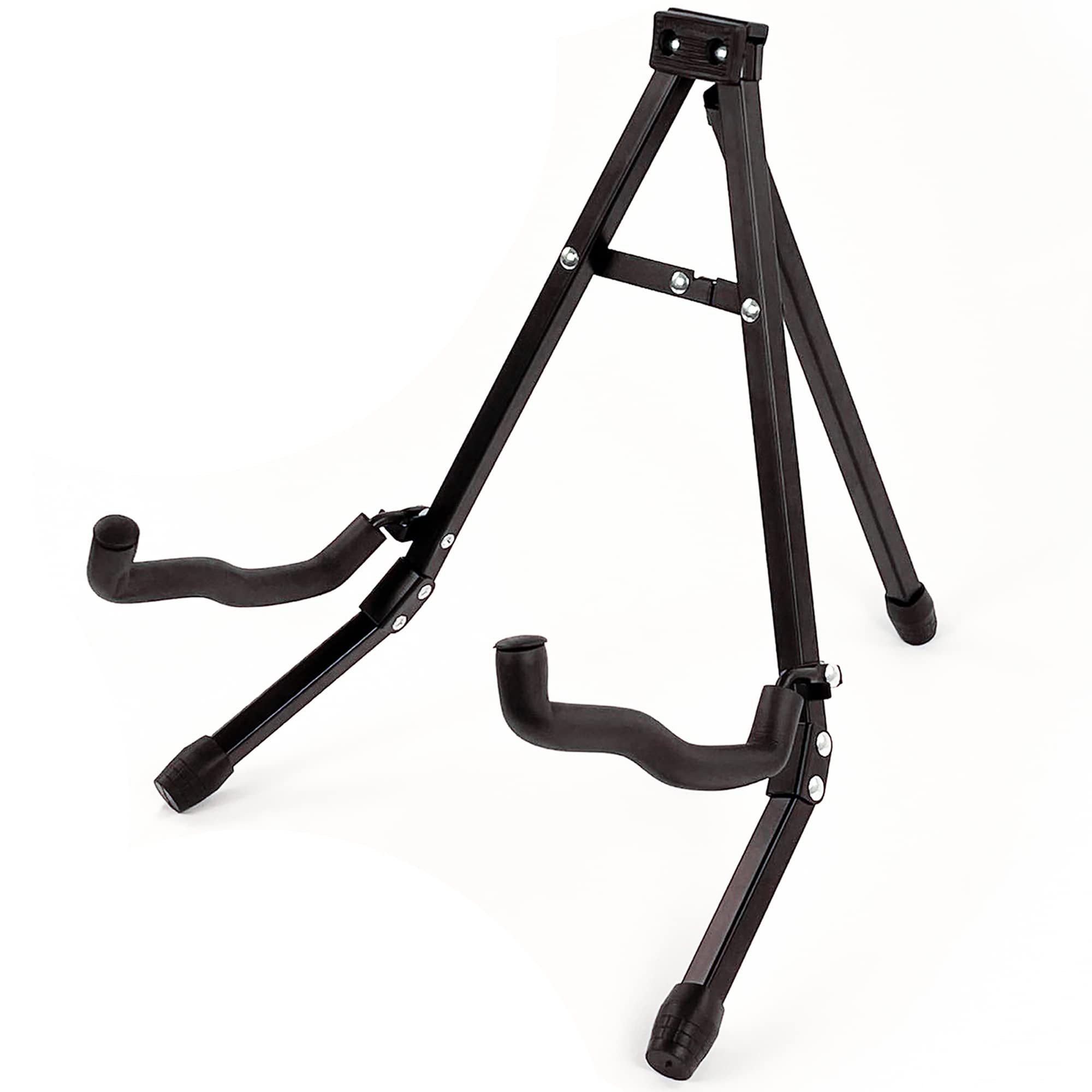 Crystals Guitar Stand Floor Black - A Frame Electric Guitar Stands Acoustic - Bass Guitar Stand Portable with Anti Slip Rubber Feet - Ideal for All Universal Electric Acoustic Bass Guitars