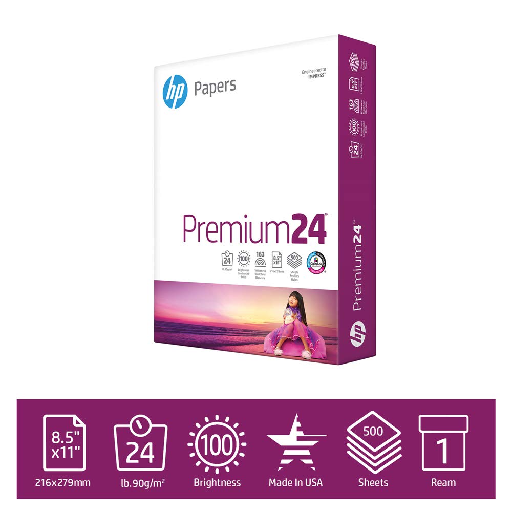 HP Premium 24lb Presentation Paper, 8.5x 11, 1 Ream, 500 Total...