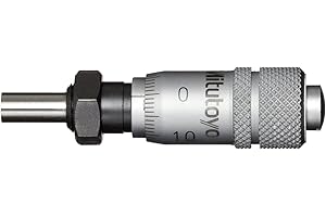 Mitutoyo 148-201 Miniature Micrometer Head, 0-6.5mm Range, 0.01mm Graduation, Plus /-0.005mm Accuracy, Plain Thimble, Flat Fa