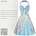 Vintage Halter Cocktail Dress 1950s Rockabilly Audrey Garden Picnic Retro Swing Tea Party Prom Homecoming Dresses
