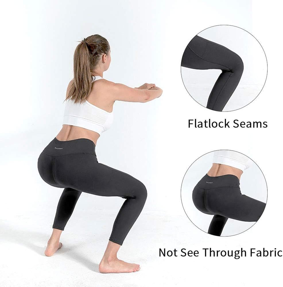 Foyo peach High Waist Yoga Pants with Pockets, Tummy Control Workout Running Athletic Yoga Legging for Women: Clothing