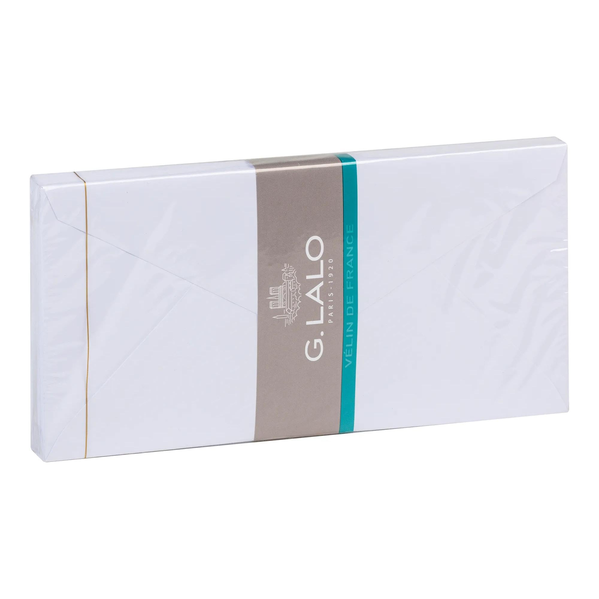 Lalo 23000L - Velin De France. Pack of 20 Gummed Lined envelopes. Sizes: 11x22 cm 100g, French Vellum, White. Lined. Correspondence. Paper Made in France
