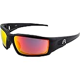 Alpha Omega AO5 Motorcycle Sunglasses Foam Padded Riding Safety Glasses Z87.1 for Men or Women Black Frame Red Mirror Lenses