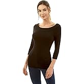 AmélieBoutik Women Boat Neck Raglan 3/4 Sleeve Blouse