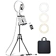Elitehood 12’’ Ring Light with Tripod Stand (72’’ Tall) & iPad/Phone Holder, Dimmable Selfie Circle LED Lights Ringlight for Video Recording, Conference, Makeup, Laptop, Computer, Webcam, YouTube