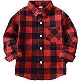 Yinggeli Boys Girls Plaid Shirts Long Sleeve Button Down Flannel Dress Shirts 2T - 8T