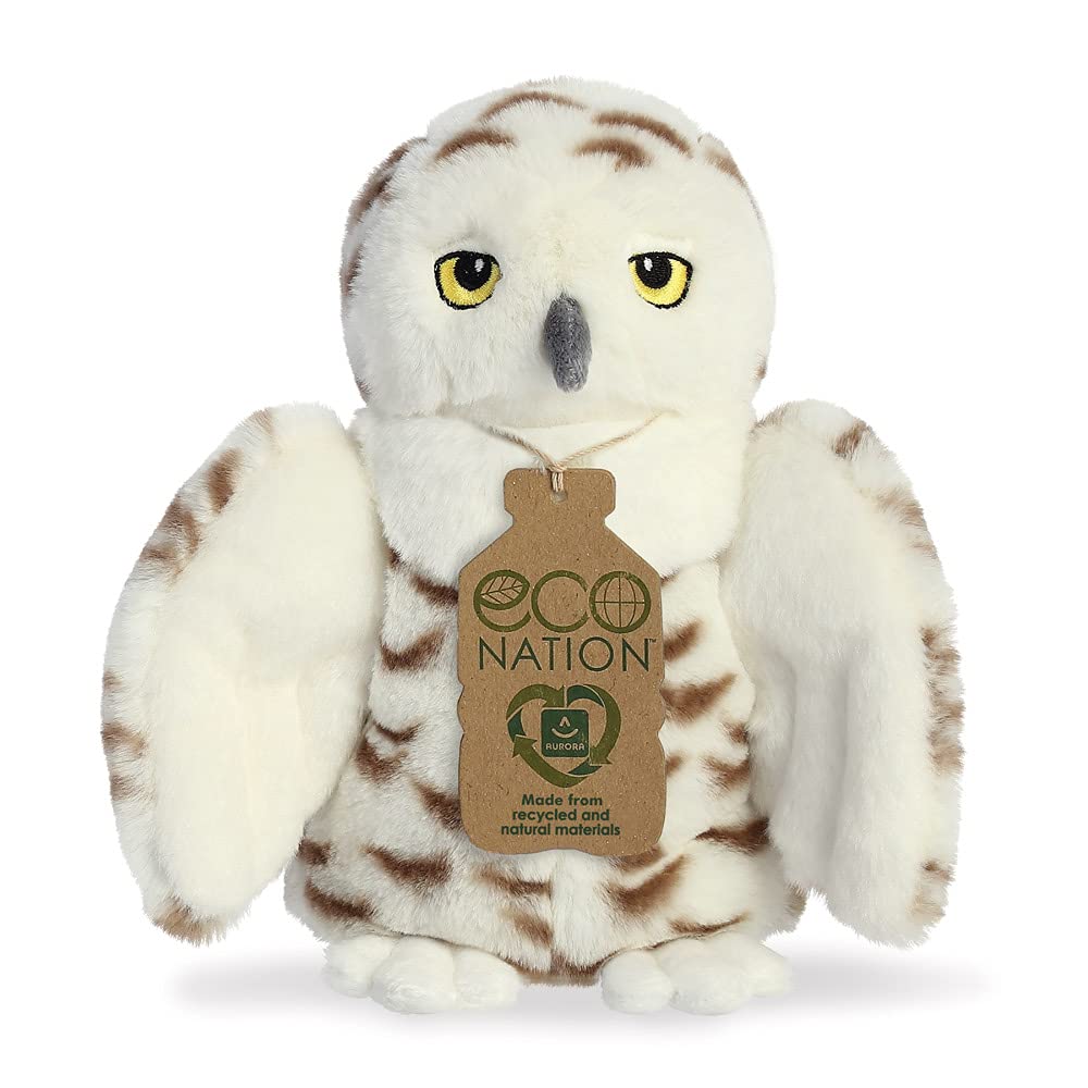 Aurora, 35029, Eco Nation Snowy Owl, 8In, Soft Toy, White