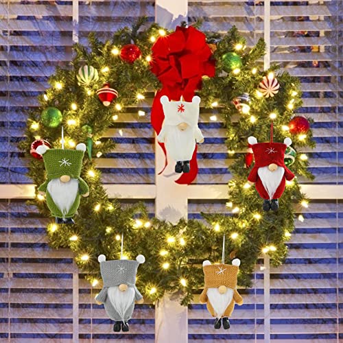 1Tomte Christmas Hanging Gnomes Ornaments, 6 PCS Handmade Swedish Tomte Decorations Plush Scandinavian Santa Elf Hanging Dolls for Christmas Holiday Party Decorations