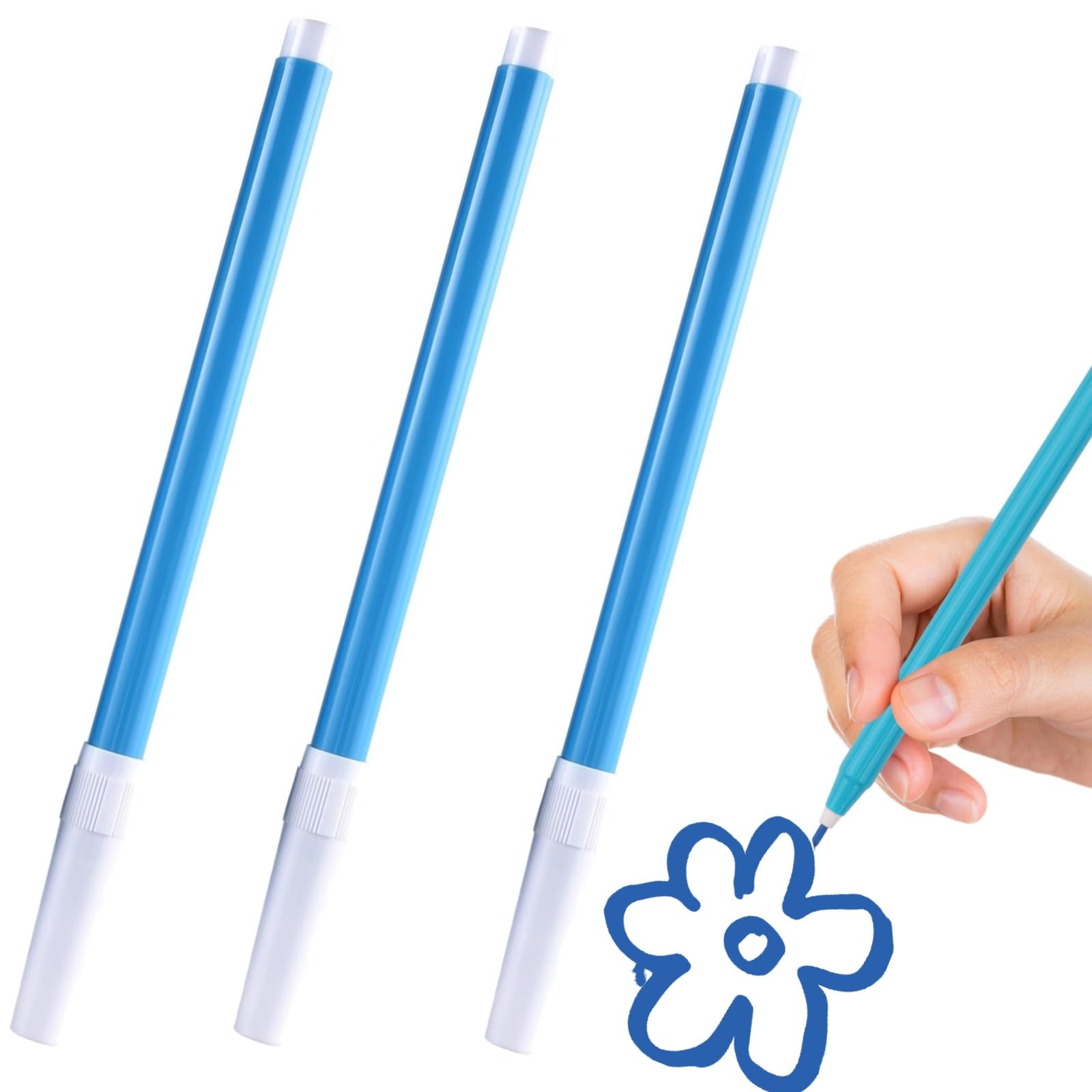 Photo 1 of 3-Pack Fabric Markers for Sewing, Blue Erasable Water Soluble Fabric Marker, Fabric Pens for Sewing, Washable Fabric Marker, Water Soluble Pen,
