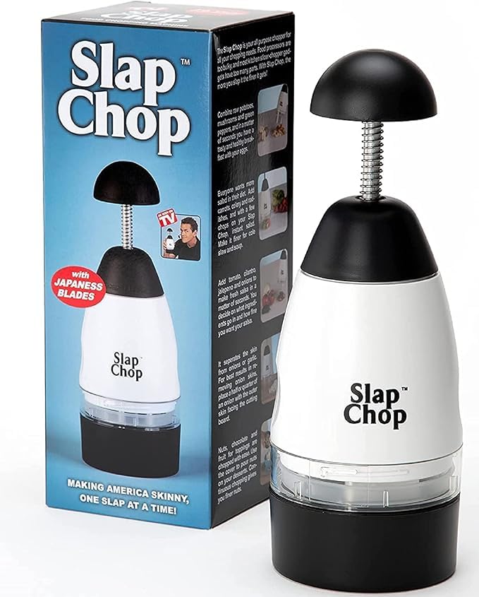 Original Slap Chop Slicer Chopper with Japanese Stainless Steel Blades & Butterfly Opening for Easy Cleaning - Vegetable Chopper Gadget - Mini Chopper for Salads - Kitchen Accessory