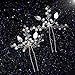 Jetec 4 Pieces Sliver Bridal Hair Pin Set Wedding Leaf Hair Pin and Elegant Ladies Pearl Rhinestone Hair Clip Wedding Bridal Jewelery Hair Accessories for Women and Girls