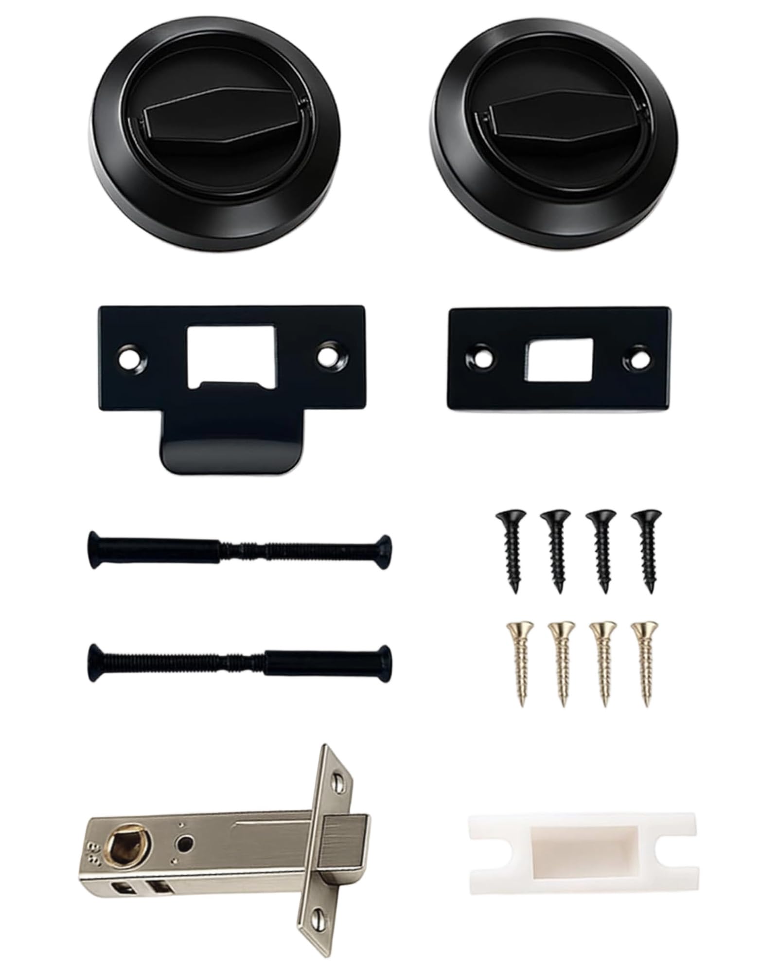 Photo 1 of Mengshi Round Recessed Door Lock, Double Sided Pull Ring Invisible Door Lock, 304 Stainless Steel Privacy Pocket Door Handle, Black