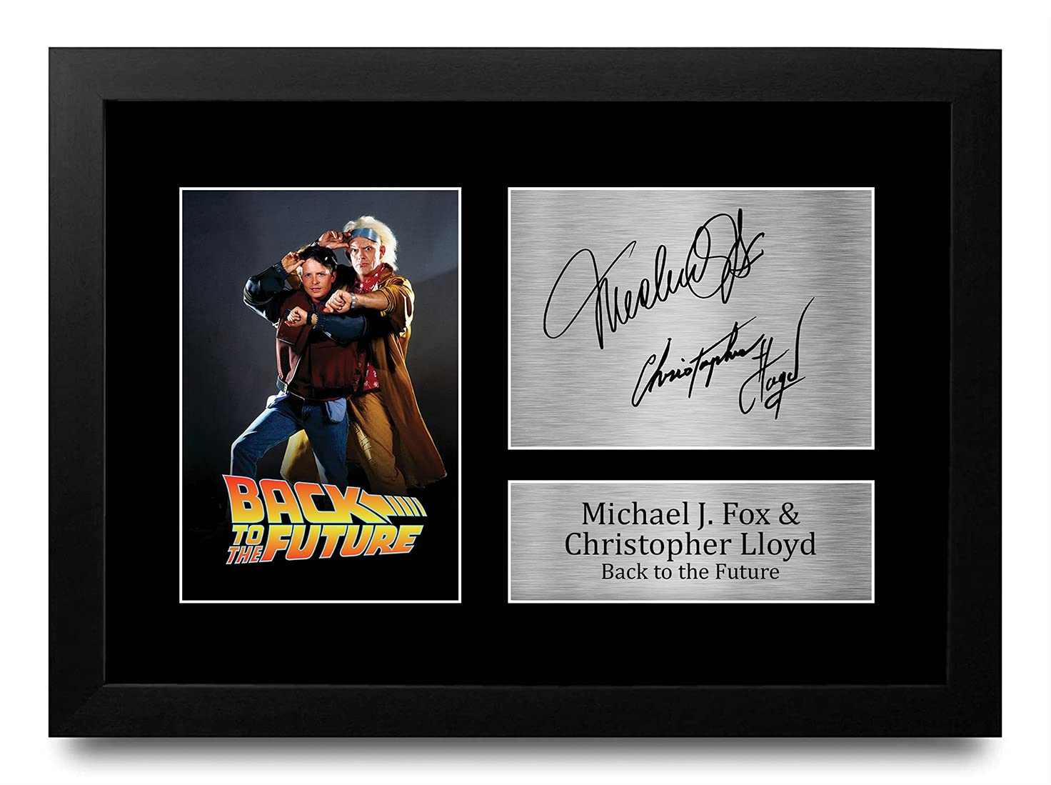 HWC Trading FR Back to the Future Gifts A4 Printed Autograph Signed FRAMED Michael J Fox Gift Christopher Lloyd Print Photo Picture Display — image 1